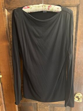 Vince Black Long-Sleeve Boatneck Tee